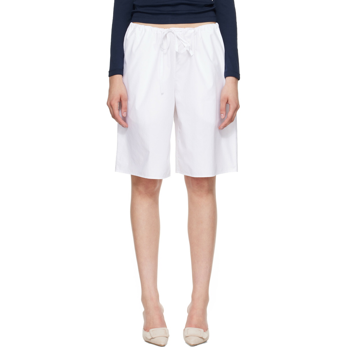 FLORE FLORE White Josephine Bermuda Shorts