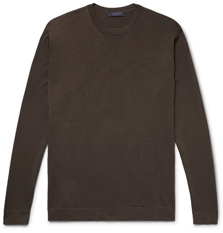 Photo: THOM SWEENEY - Super 120s Merino Wool Sweater - Brown