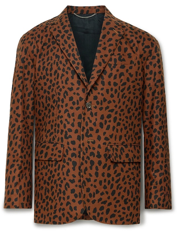 Photo: Wacko Maria - Unstructured Leopard-Print Cotton-Twill Suit Jacket - Brown