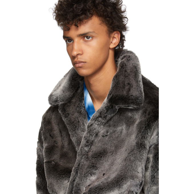 Doublet Grey Hand-Painted Faux-Fur Husky Jacket