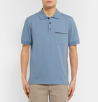 Berluti - Leather-Trimmed Cotton-Piqué Polo Shirt - Men - Blue