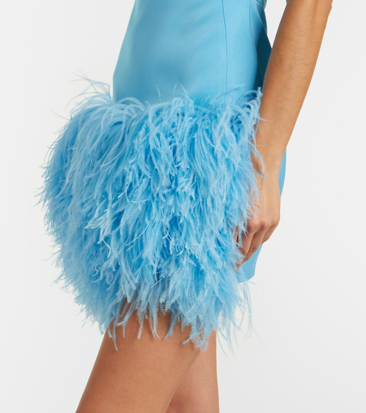 David Koma Feather-trimmed satin minidress