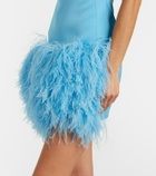 David Koma Feather-trimmed satin minidress