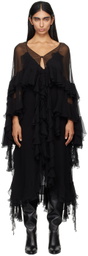 Chloé Black Ruffle Trim Midi Dress