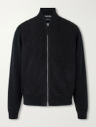 TOM FORD - Suede and Milano Stitch Wool Bomber Jacket - Black
