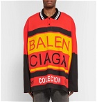 Balenciaga - Oversized Logo-Print Striped Polo Shirt - Orange