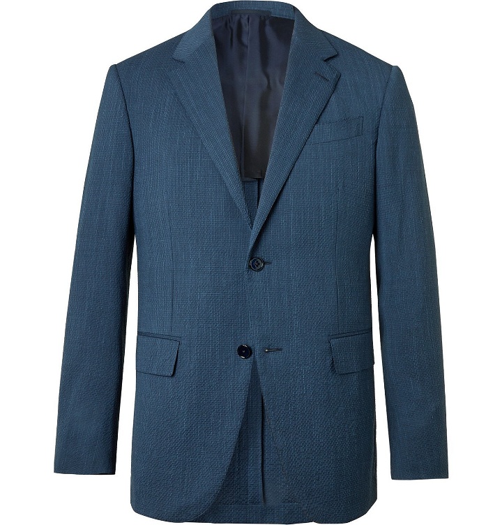 Photo: Ermenegildo Zegna - Slim-Fit Wool-Blend Seersucker Suit Jacket - Blue