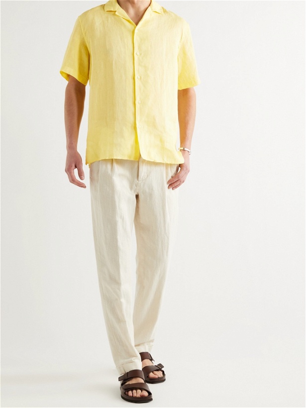 Photo: ALTEA - Baker Camp-Collar Linen Shirt - Yellow