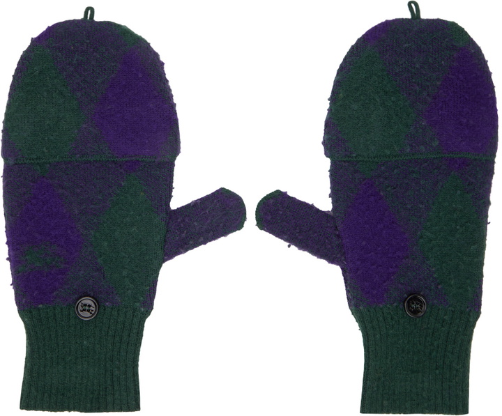 Photo: Burberry Green & Purple Argyle Wool Mittens