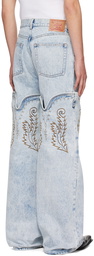 Y/Project SSENSE Exclusive Blue Maxi Cowboy Cuff Jeans