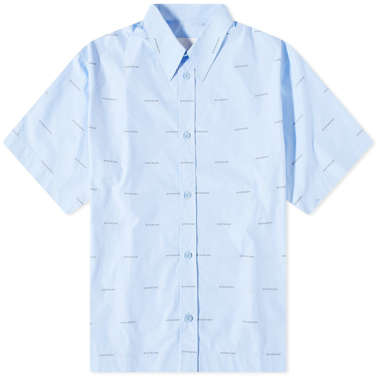 GIVENCHY outlets New Givenchy Short Sleeve Button Up Baby Blue Polo Fashion Shirt Men's