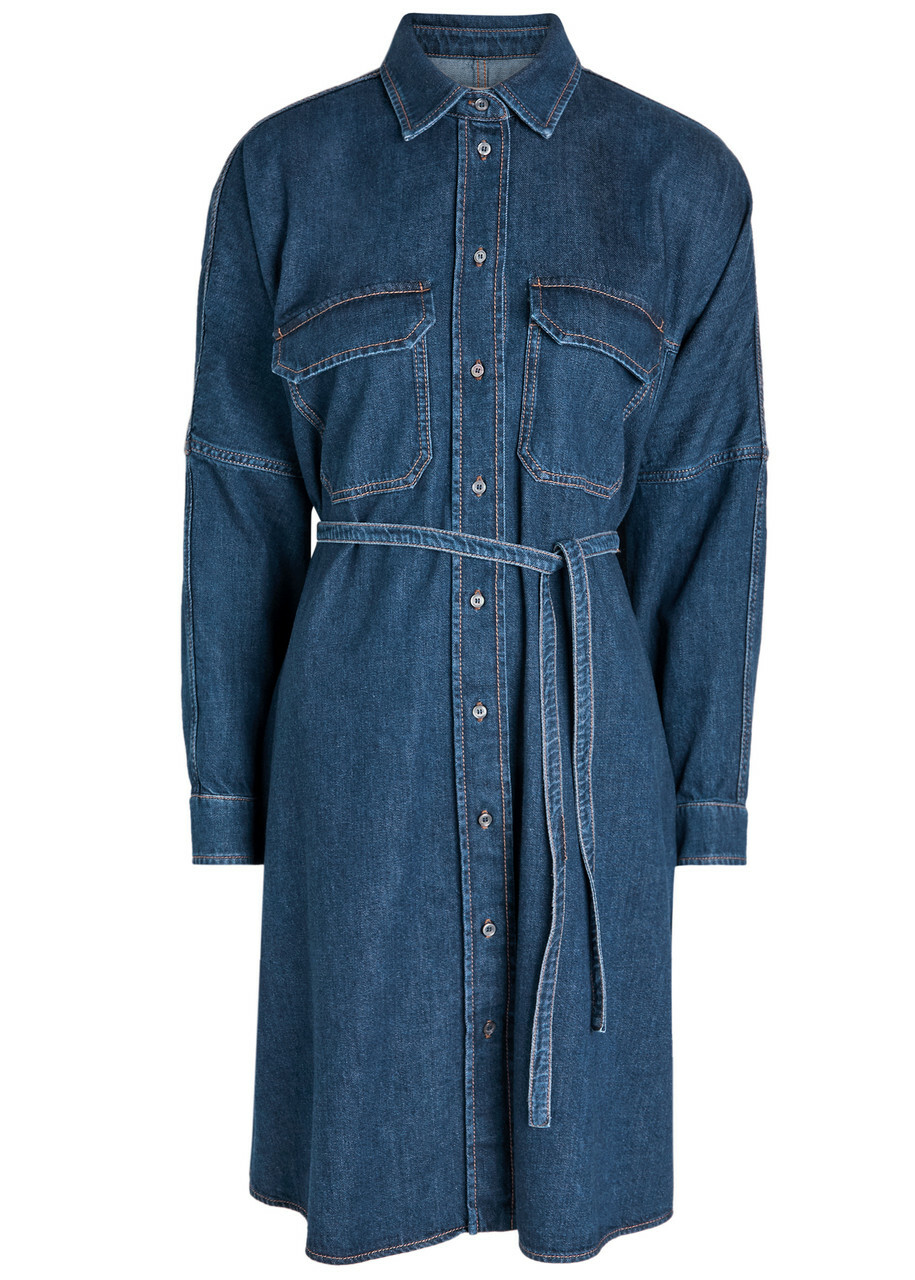 Weekend Max Mara Balenio Denim Mini Shirt Dress Navy