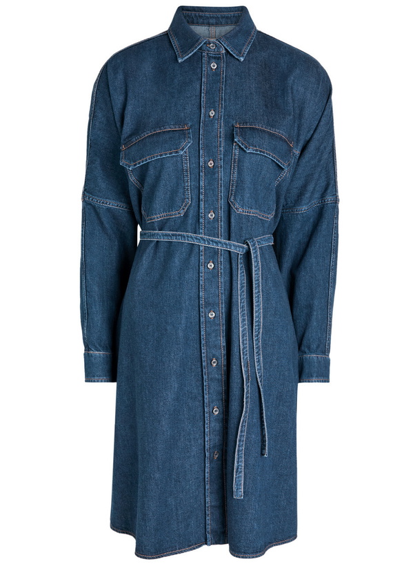Photo: Weekend Max Mara Balenio Denim Mini Shirt Dress Navy