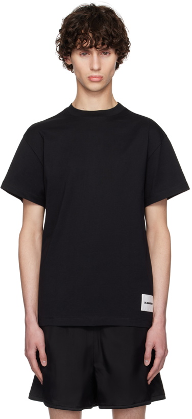Photo: Jil Sander Three-Pack Black Logo Label T-Shirts