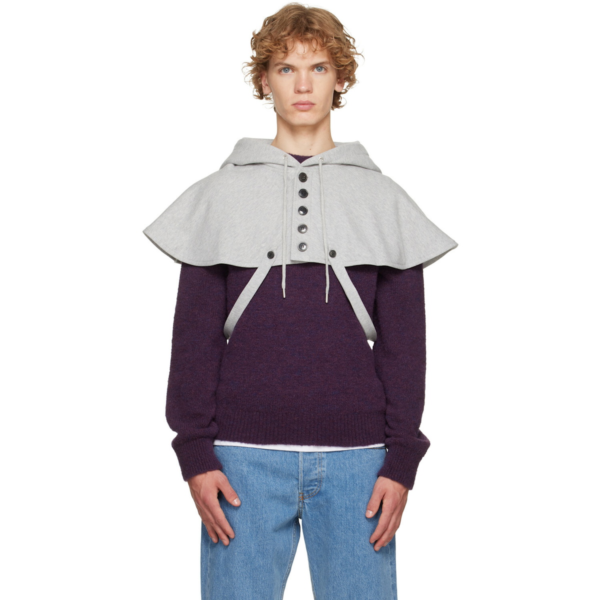 Dries Van Noten Gray Cape Hoodie