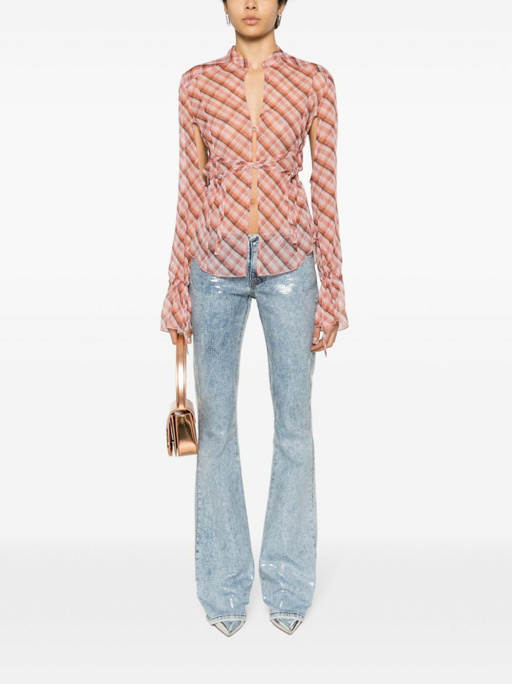 Diesel Blue Low Rise Sequin Flared Jeans