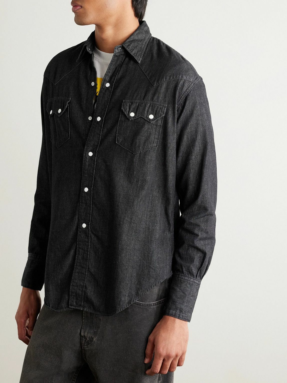 OrSlow - Cotton-Chambray Western Shirt - Black