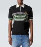 Dolce&Gabbana Embroidered striped silk and cotton polo shirt