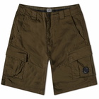 C.P. Company Men's Stretch Sateen Cargo Short in Ivy Green