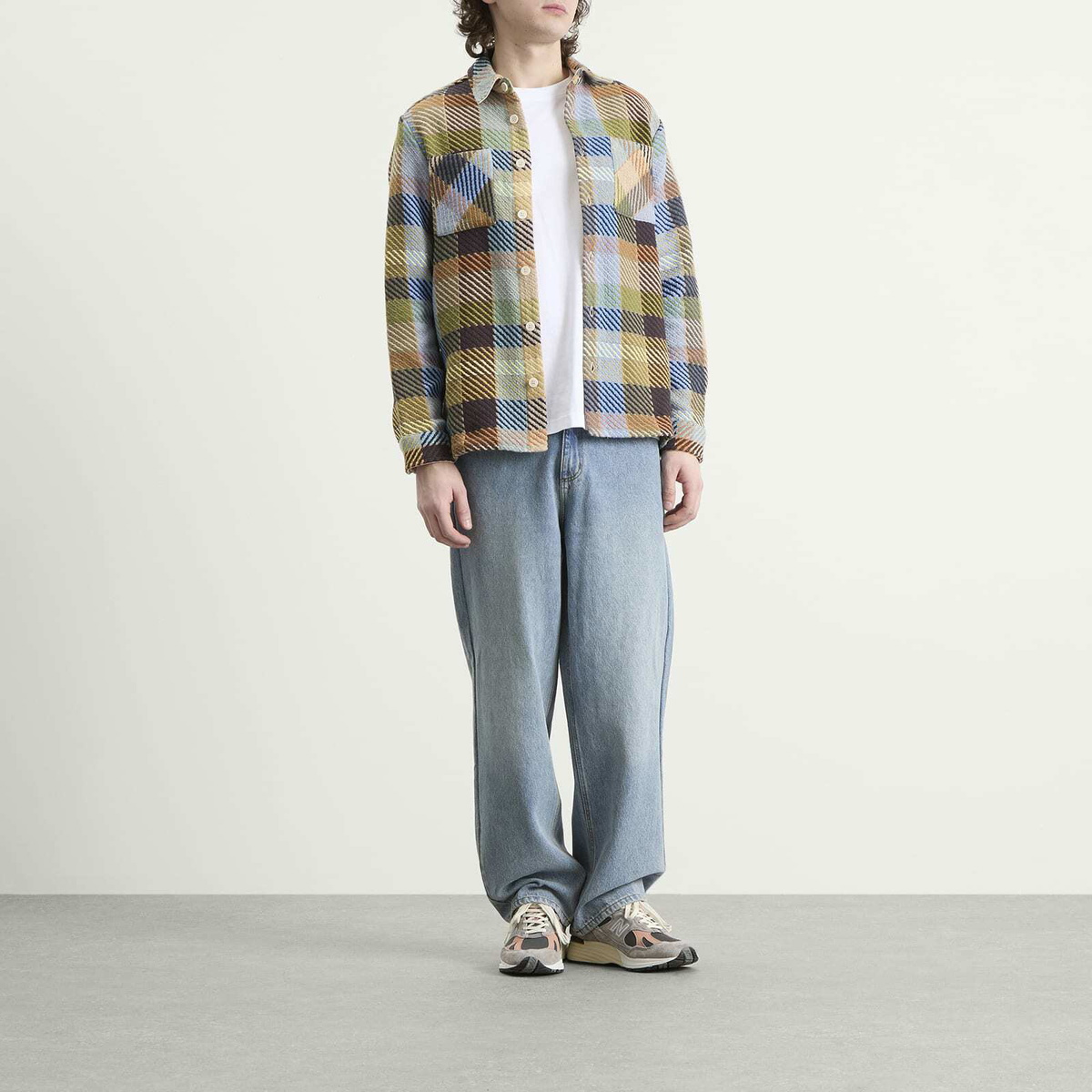 Wax London Men's Whiting Pike Check Overshirt in Khaki/Multi