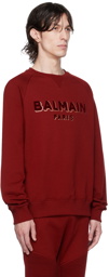 Balmain Red Flocked Sweatshirt