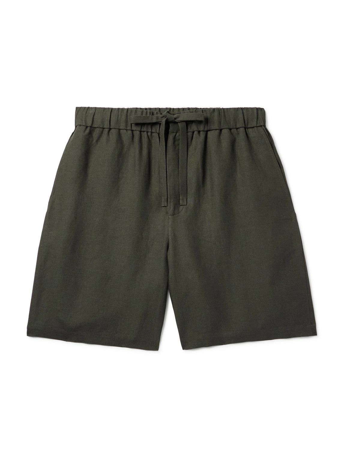 De Bonne Facture - Lounge Straight-Leg Linen Drawstring Shorts - Green