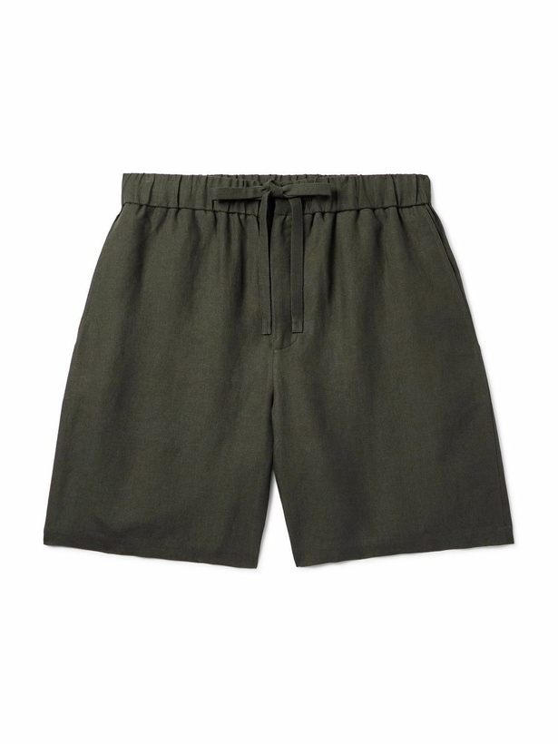 Photo: De Bonne Facture - Lounge Straight-Leg Linen Drawstring Shorts - Green