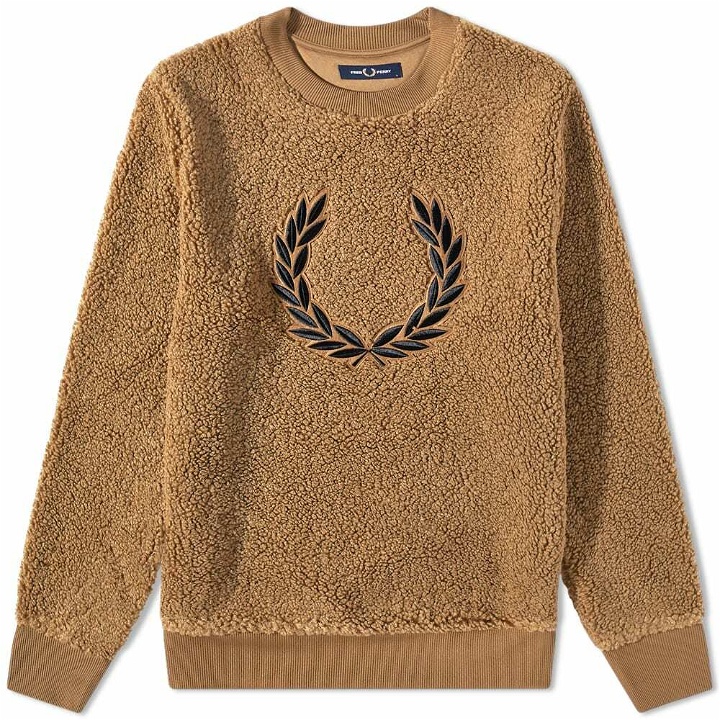 Photo: Fred Perry Authentic Men's Borg Fleece Crew Sweat in Shaded Stone