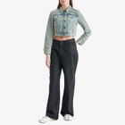 Marine Serre Women's Moon Laser Denim Boxy Suit Jacket in Light Beige