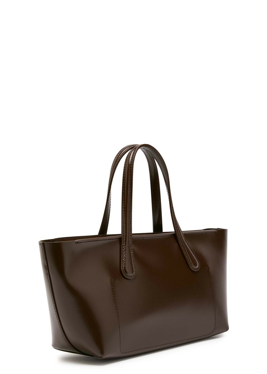 Mansur Gavriel Mini Everyday Glossed Leather top Handle bag - Chocolate - One Size