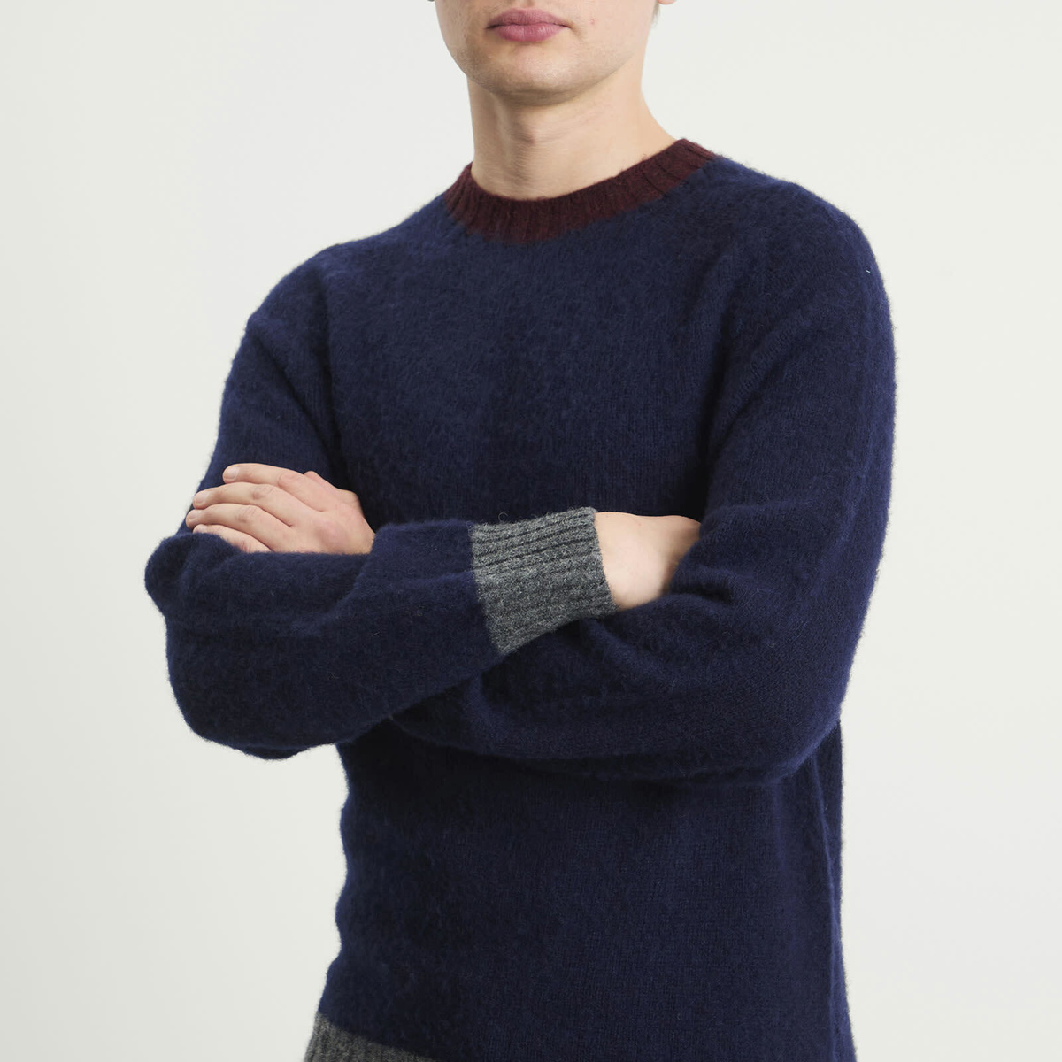 Howlin by Morrison Men's Howlin' Captain Harry Contrast Trim Jumper in Navy