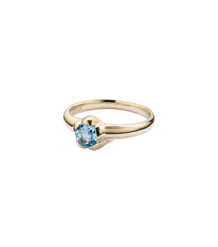 Photo: Stone and Strand Morrison 14kt gold ring with blue topaz