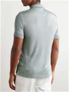 TOM FORD - Slim-Fit Ribbed-Knit Polo Shirt - Blue