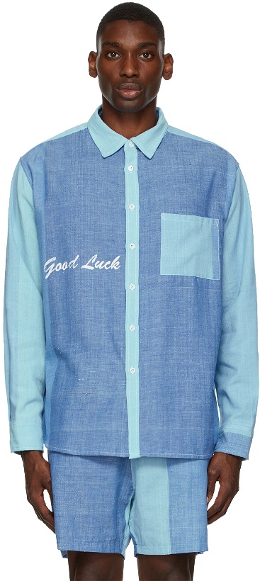 Photo: Mr. Saturday Blue 'Good Luck' Shirt