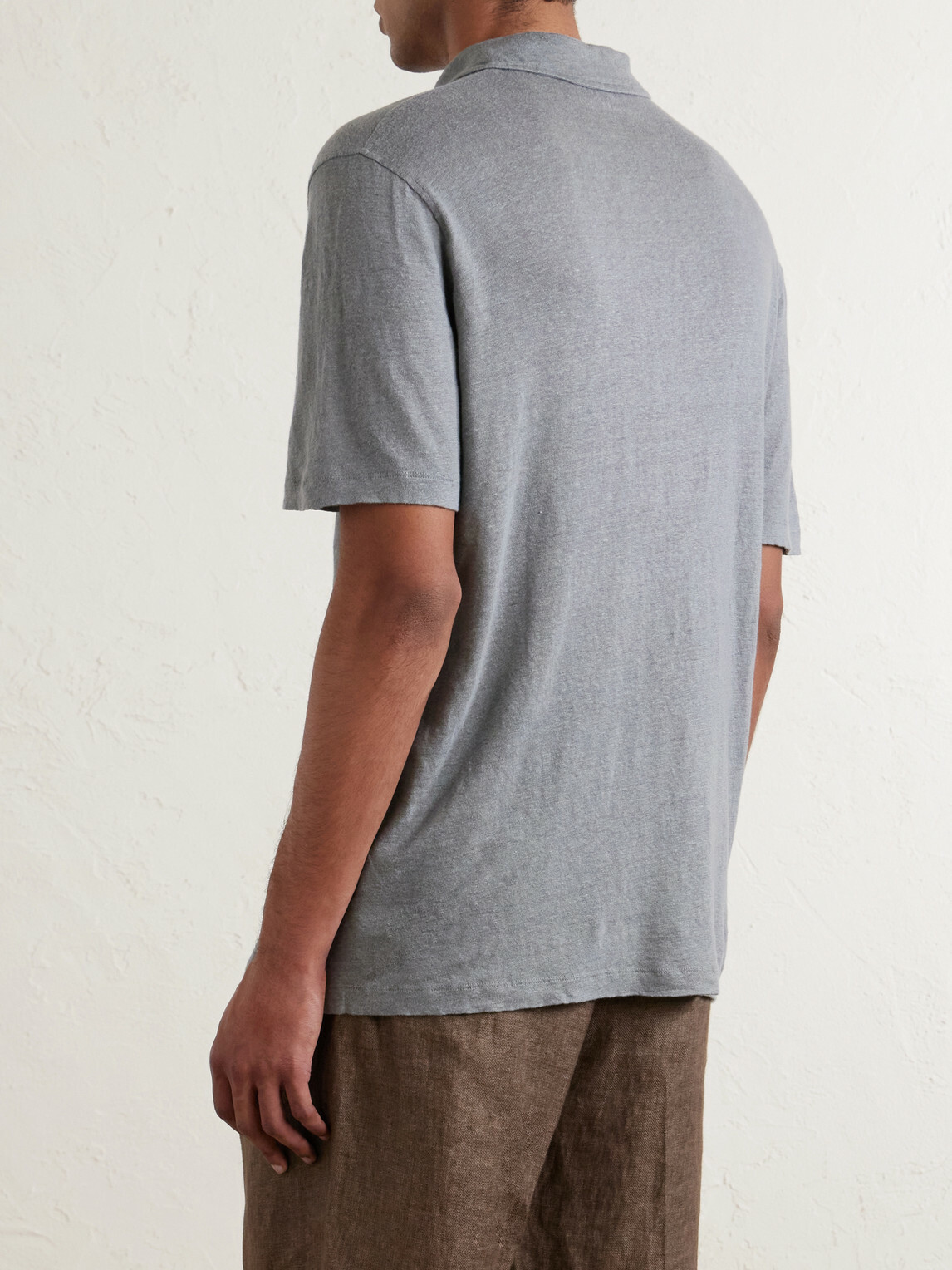 Hartford - Knitted Linen Polo Shirt - Gray