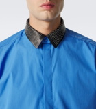 Tom Ford Leather-trimmed studded cotton poplin shirt