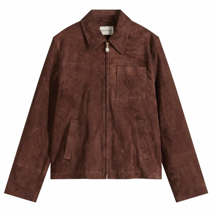 Photo: Drôle de Monsieur Men's D Mirror Zipped Leather Jacket in Brown