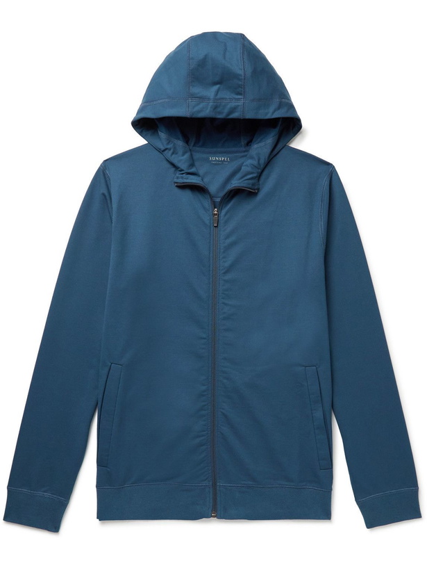 Photo: Sunspel - Dri-Release Jersey Zip-Up Hoodie - Blue