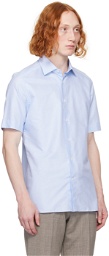 ZEGNA Blue Spread Collar Shirt
