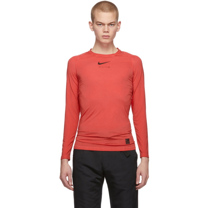 Photo: 1017 ALYX 9SM Red Nike Edition Long Sleeve T-Shirt