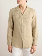Brunello Cucinelli - Camp-Collar Linen Shirt - Neutrals