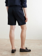 Boglioli - Straight-Leg Stretch Cotton and Linen-Blend Shorts - Blue