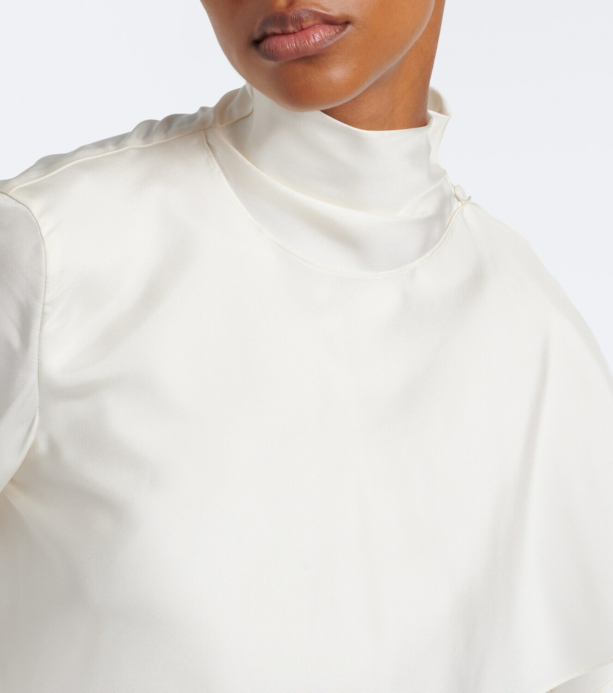 Róhe Caped silk satin turtleneck top