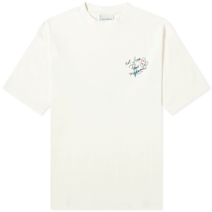 Photo: Drole de Monsieur Men's Drôle de Monsieur Sketch Logo T-Shirt in Cream