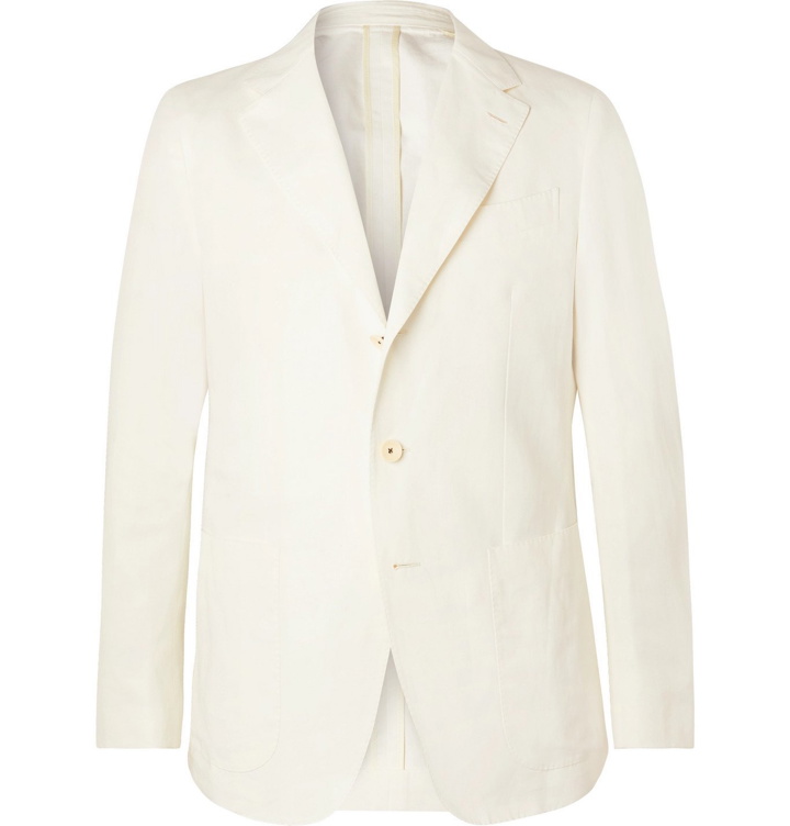Photo: Caruso - Cream Butterfly Cotton, Linen and Silk-Blend Suit Jacket - Neutrals