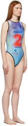 Paolina Russo SSENSE Exclusive Blue & Red One-Piece Printed Swimsuit