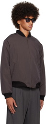 Small Talk Studio Brown Wool Fleece Reversible Bomber Jacket