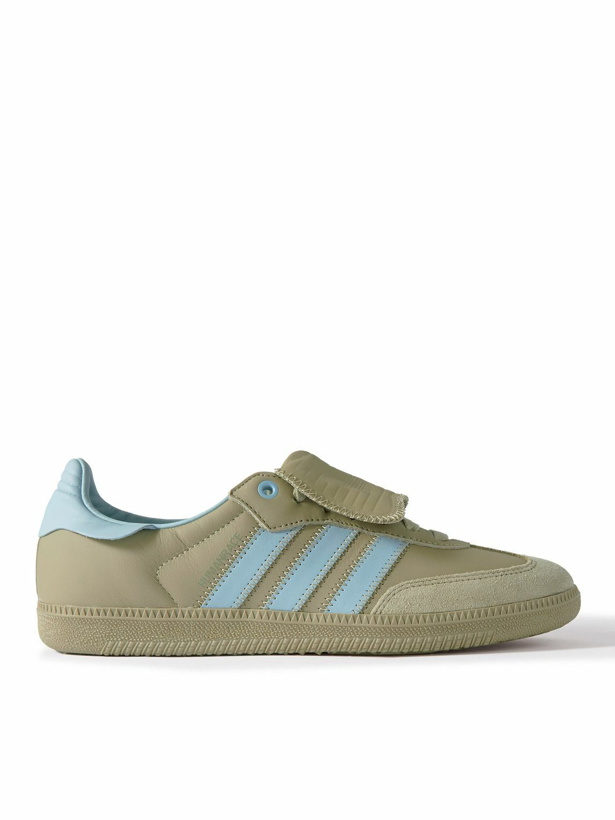 Photo: adidas Originals - Pharrell Williams Humanrace Samba Suede-Trimmed Leather Sneakers - Green