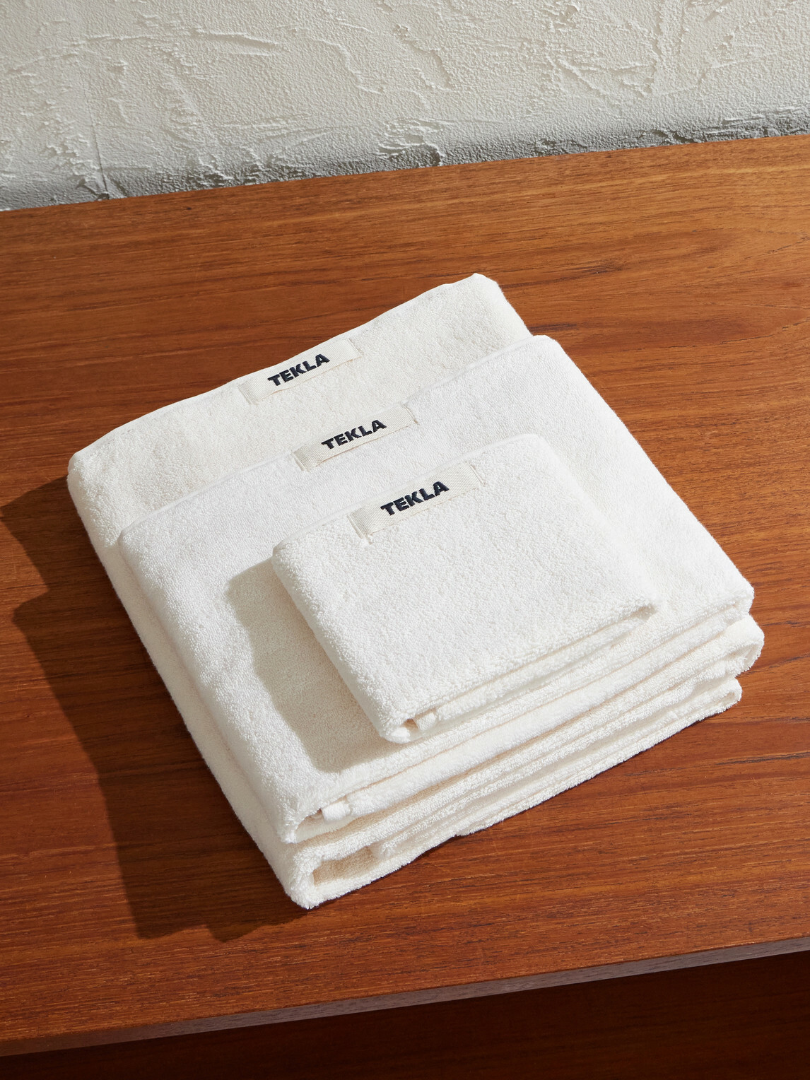 TEKLA - Set-of-Three Logo-Appliquéd Organic Cotton-Terry Towels