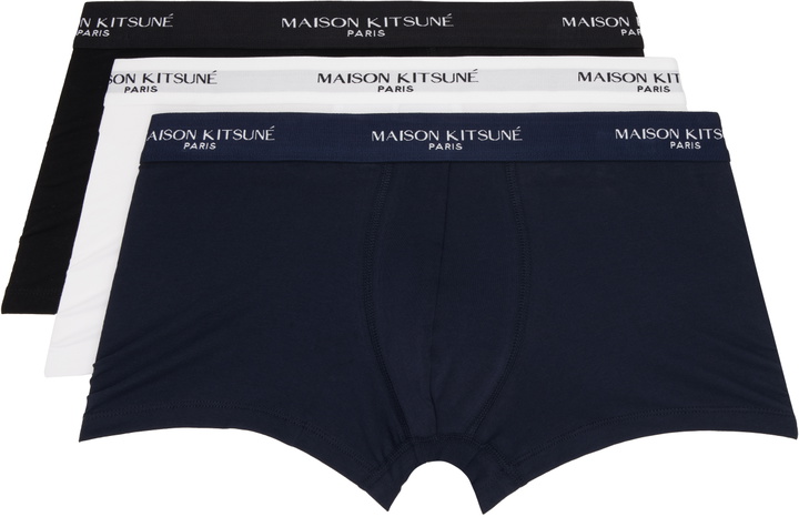Photo: Maison Kitsuné Three-Pack Multicolor Maison Kitsune Paris Boxer Briefs